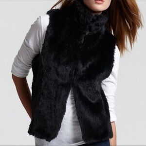 Vintage Havana Black Label Faux Fur Vest Size Small Dark Grey